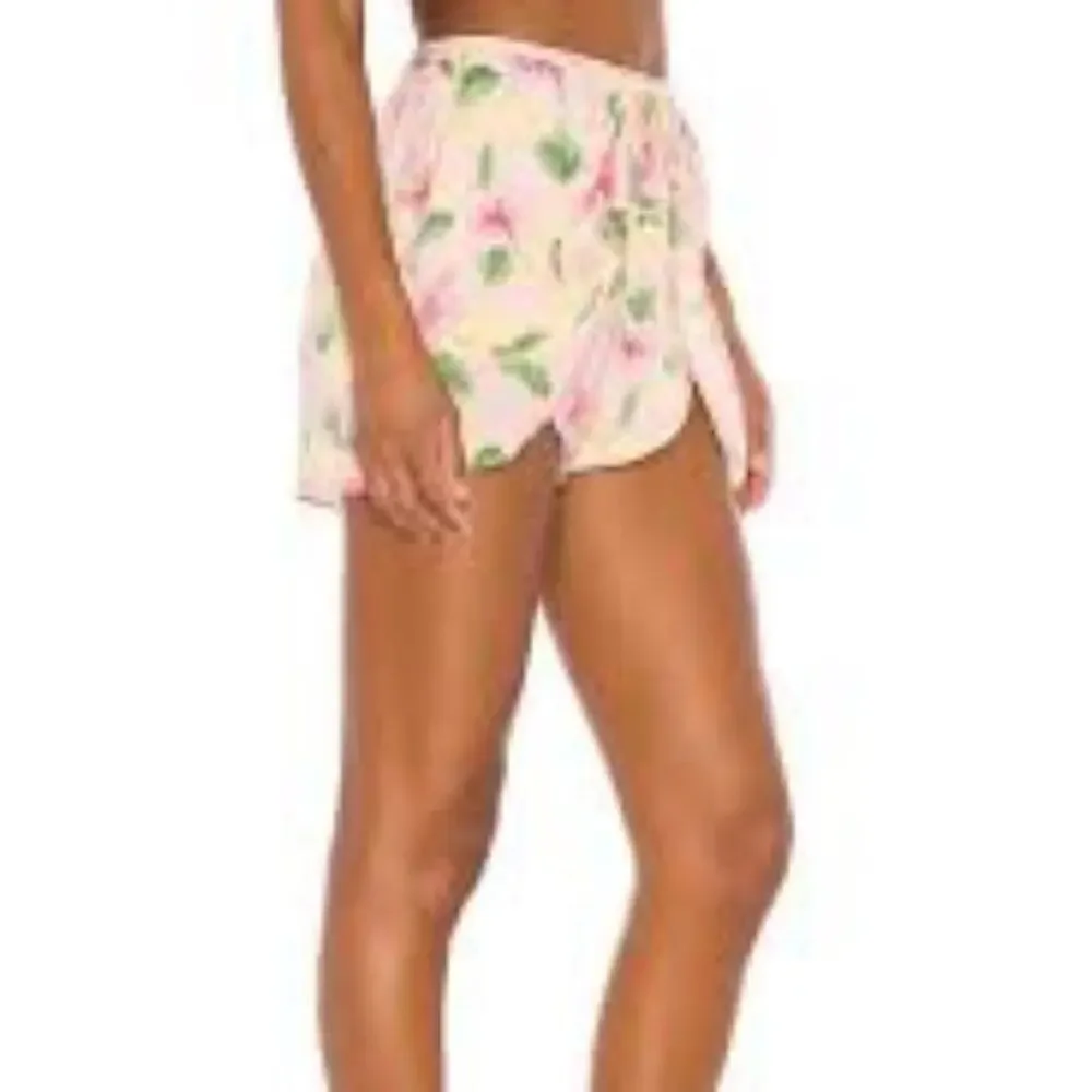 LPA Benni Faux Wrap Shorts Floral Pink Size XL NEW